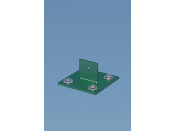 Platine jambe de force acier galvanisé plastifié à visser vert, H. 4.3 cm x section. 100 x 100 x P. 10 cm