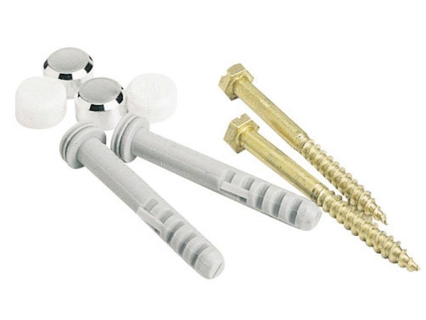 Lot de 2 chevilles clips pour fixation wc, L.9 X H.8 cm