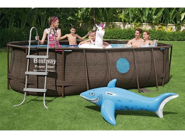 Piscine hors-sol tubulaire, Power Steel Vista Hublots, BESTWAY, L.4.27m x l.2.5 m x H.1 m