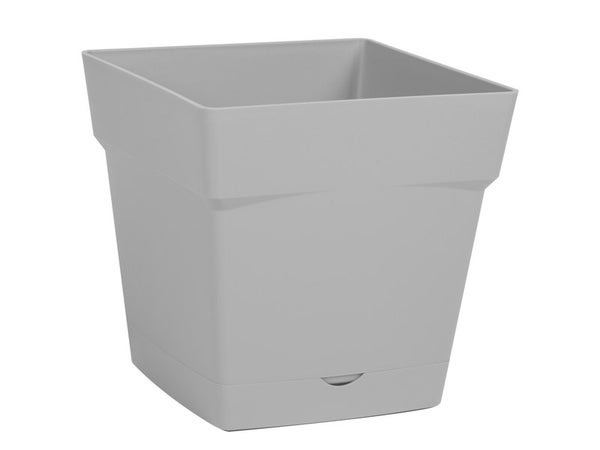 Pot Et Soucoupe Polypropylène Eda Toscane L.17.4 X L.17.4 X H.17 Cm Gris Béton