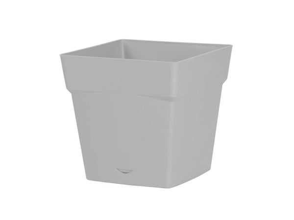 Pot Et Soucoupe Polypropylène Eda Toscane L.24.8 X L.24.8 X H.24 Cm Gris Béton