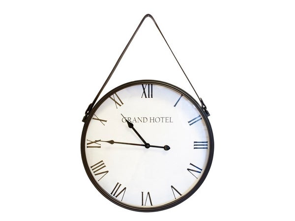 Horloge acier Barbier grand hôtel noir Diam.41 cm