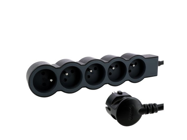 Multiprise Filaire Compact, 5 Prises Noir Legrand, 3M