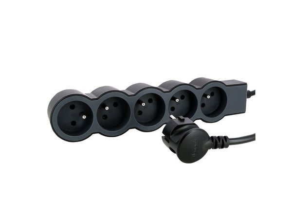 Multiprise Filaire Compact, 5 Prises Noir Legrand, 1,5M