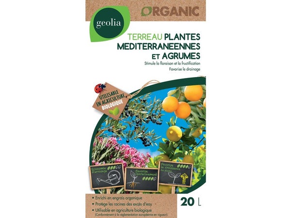 Terreau plantes méditerranéennes GEOLIA, 20 litres