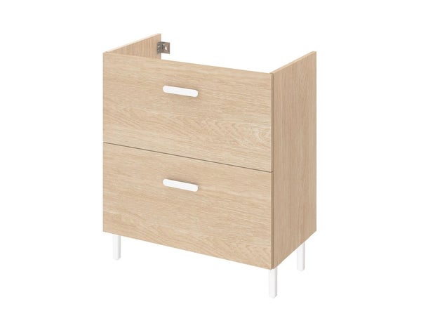 Meuble sous-vasque l.70 x H.67 x P.40 cm, effet chêne naturel, Easy