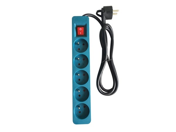 Multiprise Filaire, 5 Prises Bleu, 1.5M, Lexman