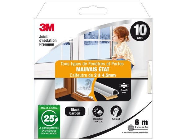 Joint De Porte Et Fenêtre Universel Mauvais Etat Premium 3M 2 À 4,5Mm X6M Blanc