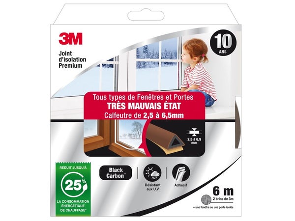 Joint De Porte Et Fenêtre Très Mauvais Etat Premium 3M 2,5 À 6,5 Mm X 6M Marron