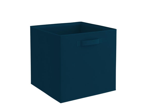 Panier en polypropylène Kub, SPACEO, H.31 x L.31 x P.31 cm bleu