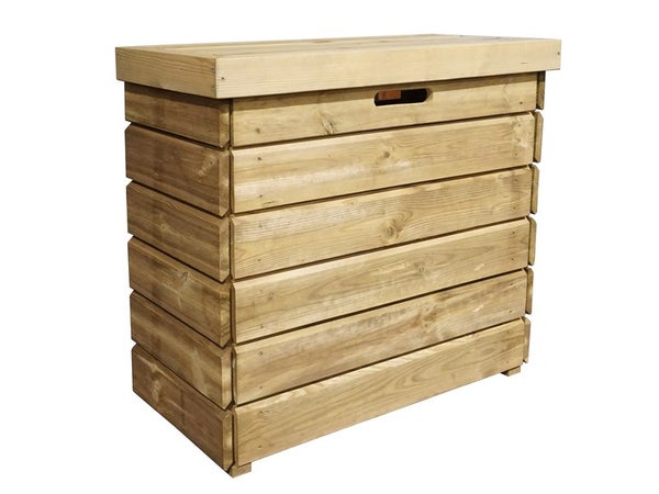 Cache poubelle Malo bois, H.26.4 X L.88 Cm