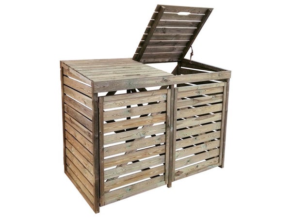 Cache-poubelle double bois Chester bois, L.171.5 X H.135 X P.93 Cm