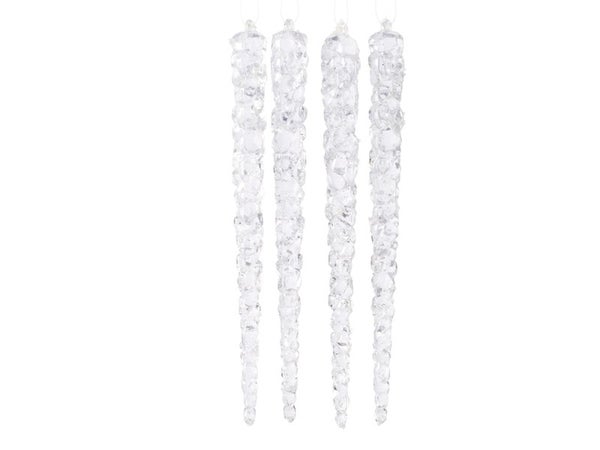 Deco noel a suspendre stalactite plastique tansparent fluorescent l15cm d1,5cm