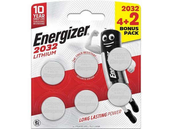 Lot De 4 + 2 Piles Bouton Cr2032 / Dl2032 Ultimate Lithium, 3 V, Energizer