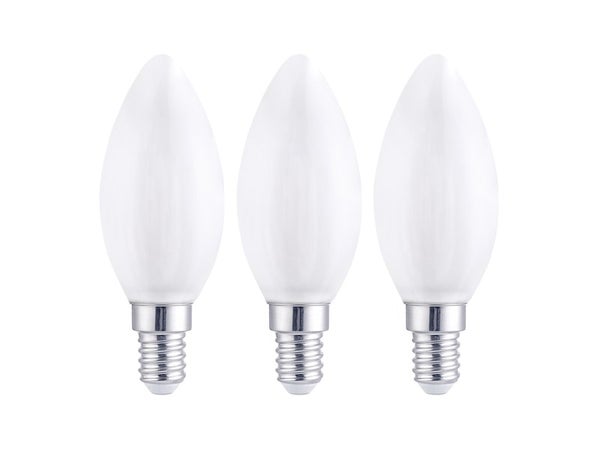 Lot de 3 ampoules led à filament, flamme, E14, 806lm = 60W, blanc chaud,  LEXMAN