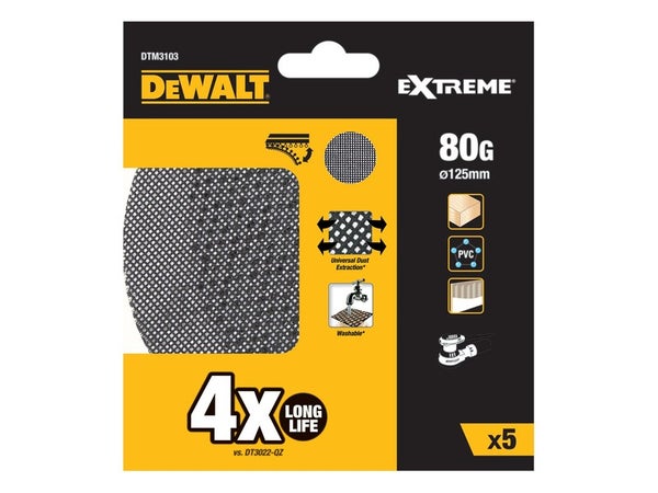 Disque abrasif velcro structure en maille Diam.125mm grain 80 DEWALT