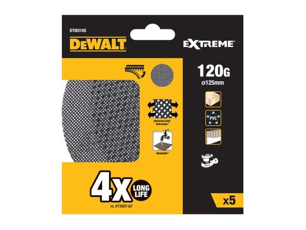 Disque abrasif velcro structure en maille Diam.125mm grain 120 DEWALT