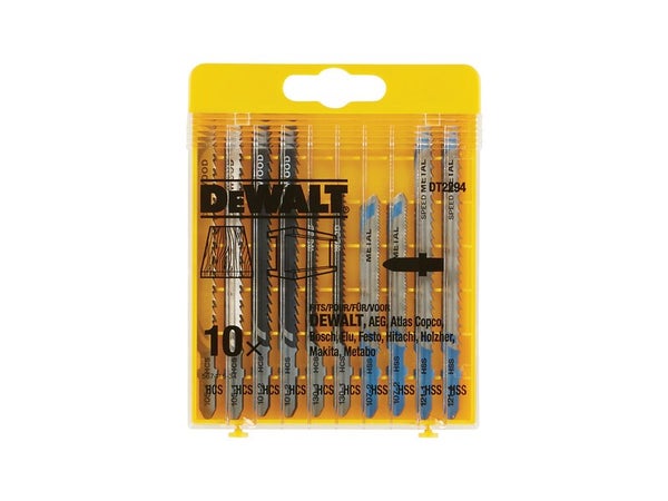 Coffret de 10 lames de scie sauteuse bois attache en T DEWALT