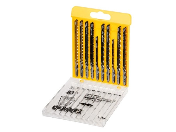 Coffret de 10 lames de scie sauteuse bois métal attache en T DEWALT