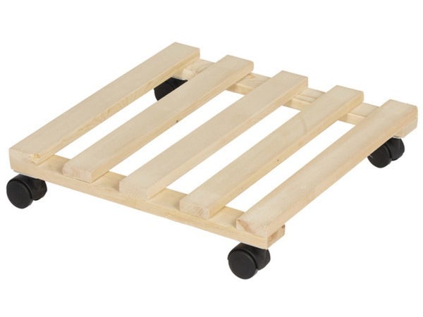 Support roulant carré pin brut 30x30x5.2 cm charge supportée 30 kg maximum