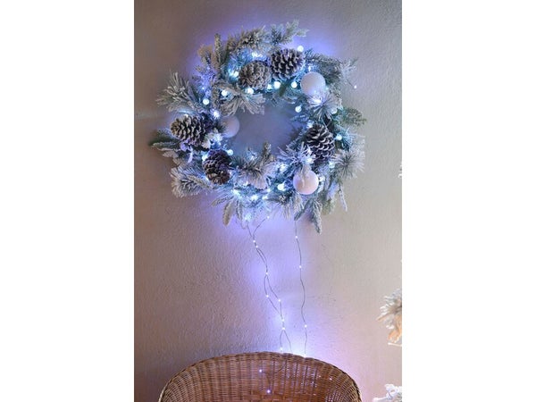 Guirlande lumineuse intérieur extérieur led blanc froid pile 4.5 mètres