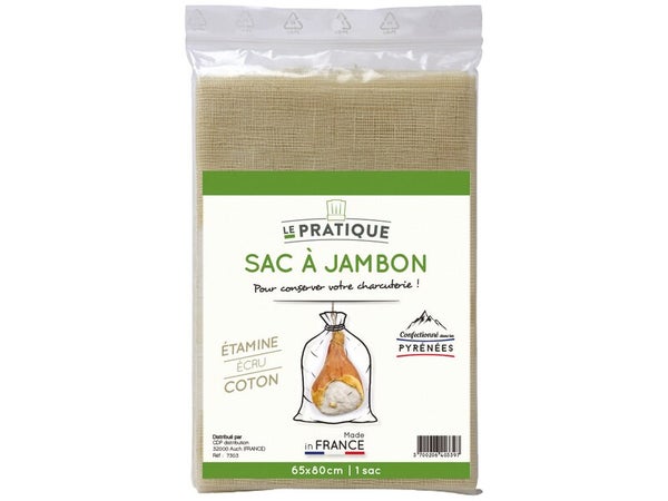 Sac à jambon étamine coton ecru 65 x 80 cm