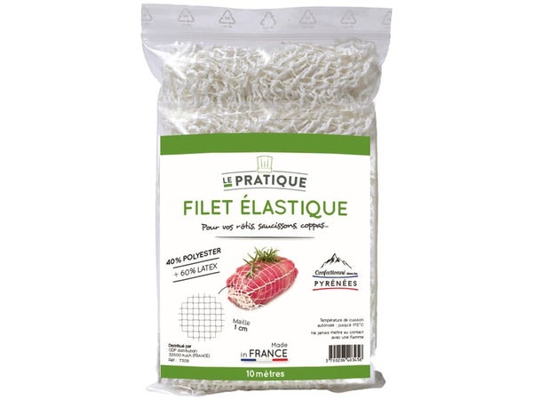 Filet élastique roti/saucisson/coppa 40% polyester/60% latex blanc 10 m