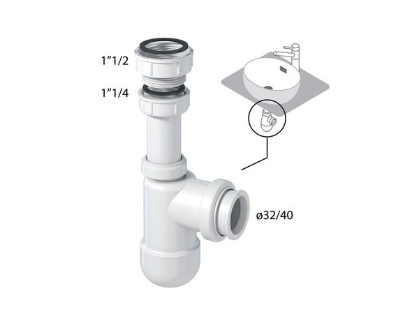 Siphon de lavabo réglable en hauteur diam. 32 / 40 mm, EQUATION