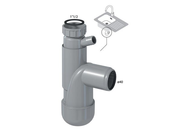 Siphon pour évier de cuisine réglable en hauteur de diam. 40 mm, EQUATION