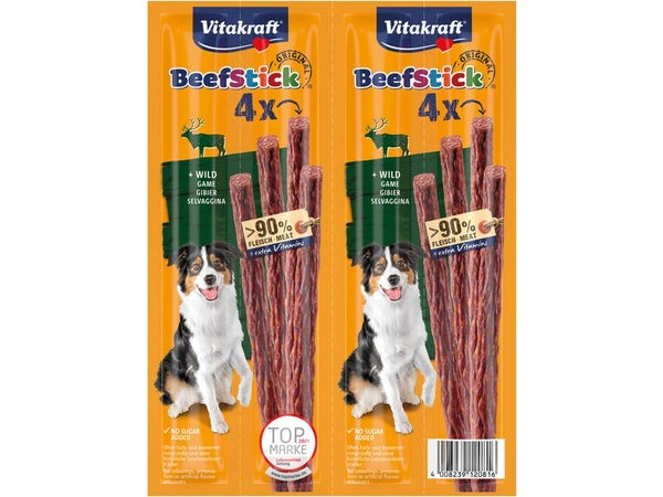 Lot de 4 friandises pour chien VITAKRAFT Beef-Stick gibier