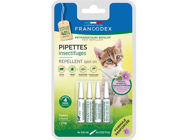 Antiparasitaire insectifuge chaton -2kg naturel pipettes 4x0,6ml