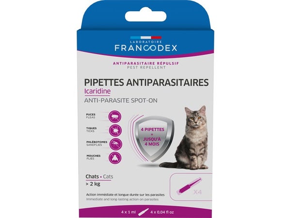 Antiparasitaire chat + 2 kg icardine pipettes 4 x 1 ml