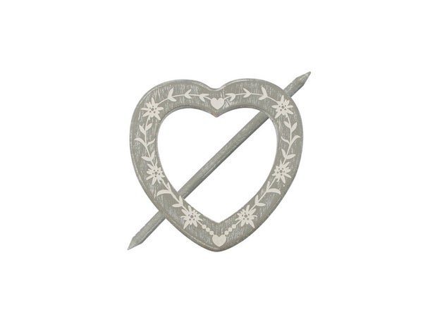 Embrasse Broche Coeur Gravé, Gris