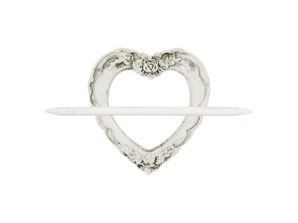 Embrasse broche coeur, blanc