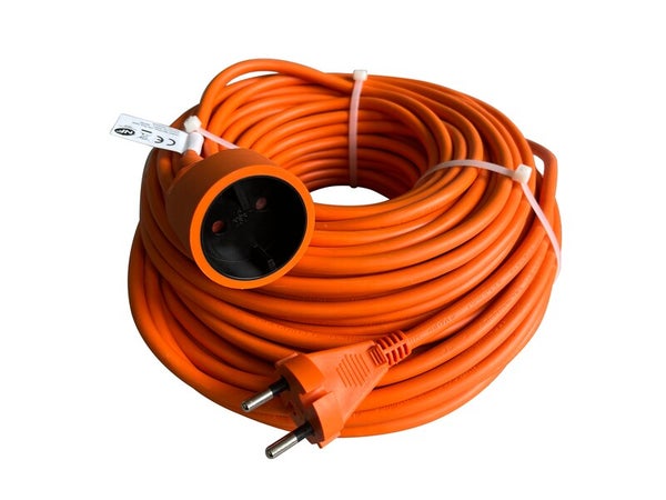 Rallonge électrique de jardin sans terre L.40 m HO5VVF 2X1.5m², orange
