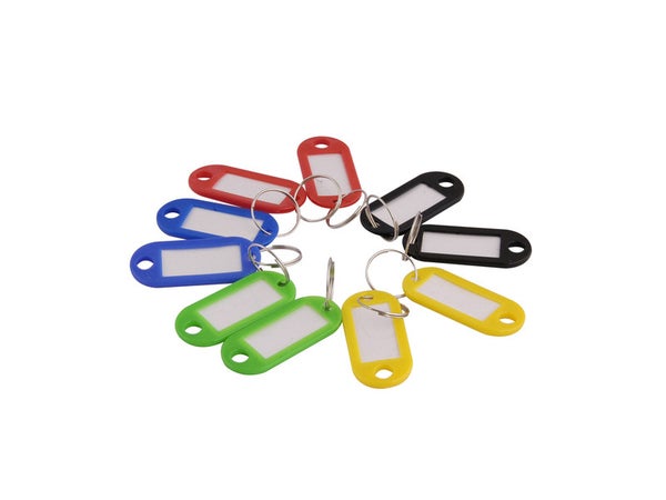 Lot de 10 porte-étiquettes en plastique, STANDERS, L.50 x l.23 mm différents coloris