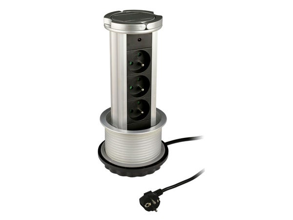 Bloc Encastrable Filaire, 3 Prises Noir Zenitech