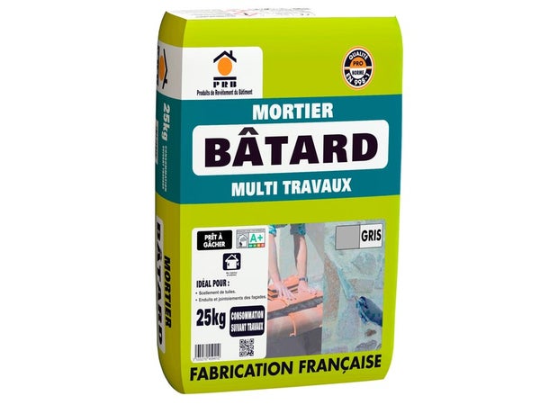 Mortier Bâtard Multiusage Mur Et Sol, Gris Prb 25 Kg