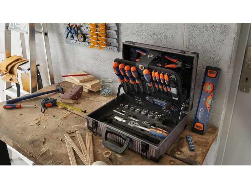 Boîte à outils portable en plastique avec mousse prédécoupée, boîte à outils  sèche, boîte de rangement