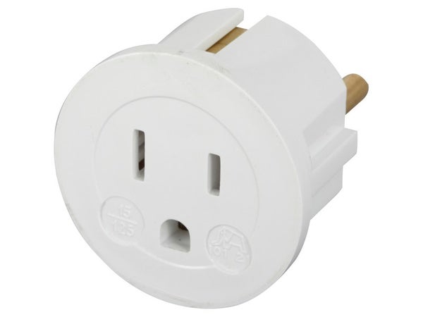 Adaptateur de voyage USA vers UE - Prise Mâle USA vers prise Femelle Europe  - Blanc - Zenitech