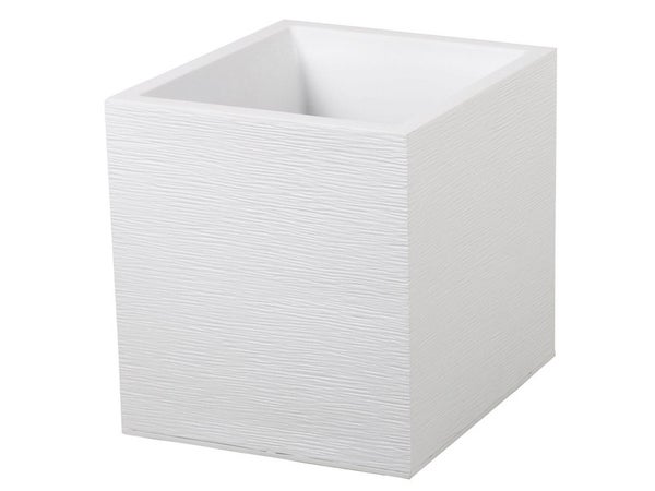 Pot plastique EDA L.39 x l.39 x H.43 cm blanc cérusé