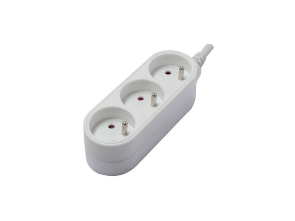 Multiprise Filaire Compact, 3 Prises Blanc Chacon