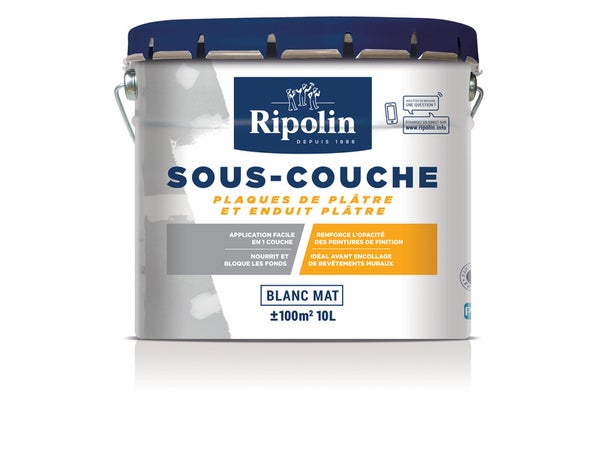 Sous-Couche Plaque De Plâtre  Ripolin, 10 L, Blanc