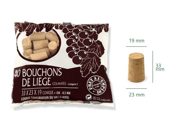 Sachet de 40 bouchons coniques en liège