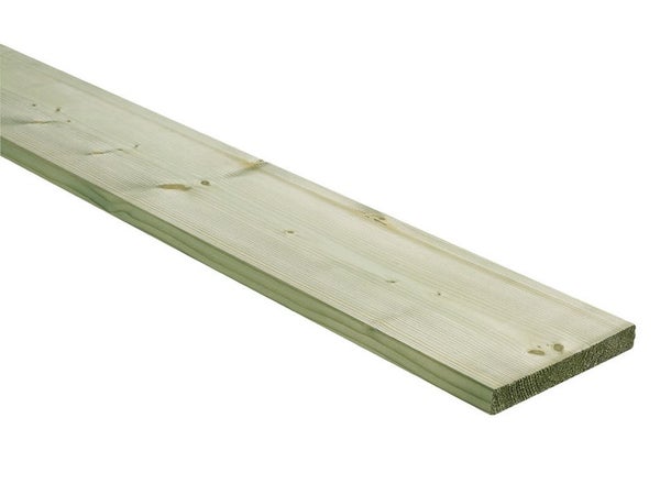 Planche sapin (épicéa) traité, raboté, 25x197 mm, long 4 m, choix 2, classe 3