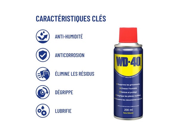 Lubrifiant multifonction en aérosol, WD-40, 200 ml