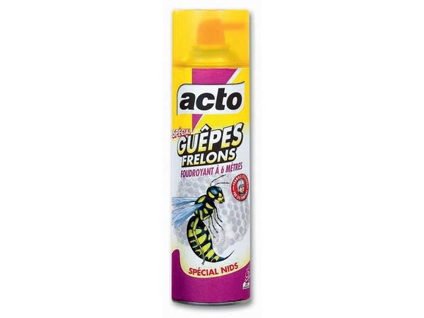 Aérosol ultra foudroyant nids de guêpes et frelons, portée 6 m, ACTO, 500 ml