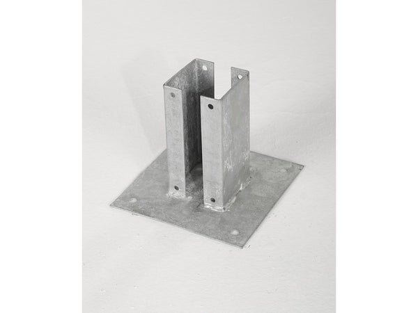 Support à fixer pour poteau rainuré acier gris, H.15 x l.9 x P.9 cm