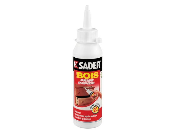 Colle à bois rapide liquide spéciale matériaux, SADER, 100 g