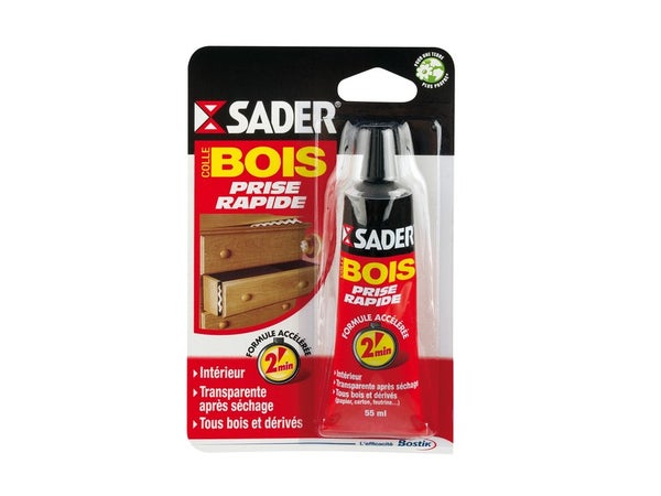 Colle À Bois Rapide Spéciale Matériaux Sader, 55Ml